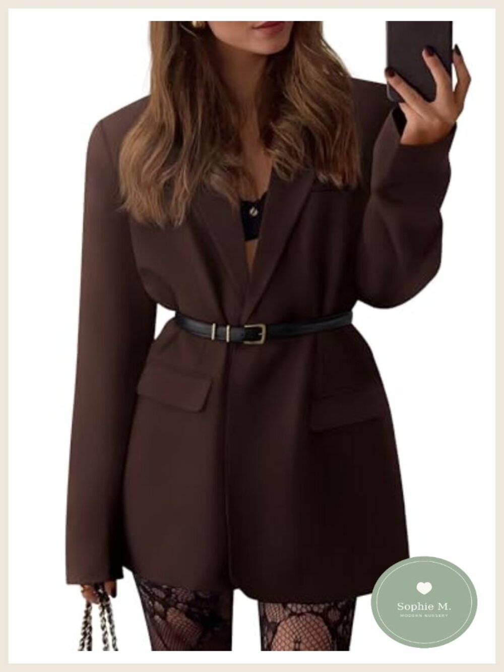 Oversized Women's Blazer Business Casual Notched Lapel Button Front